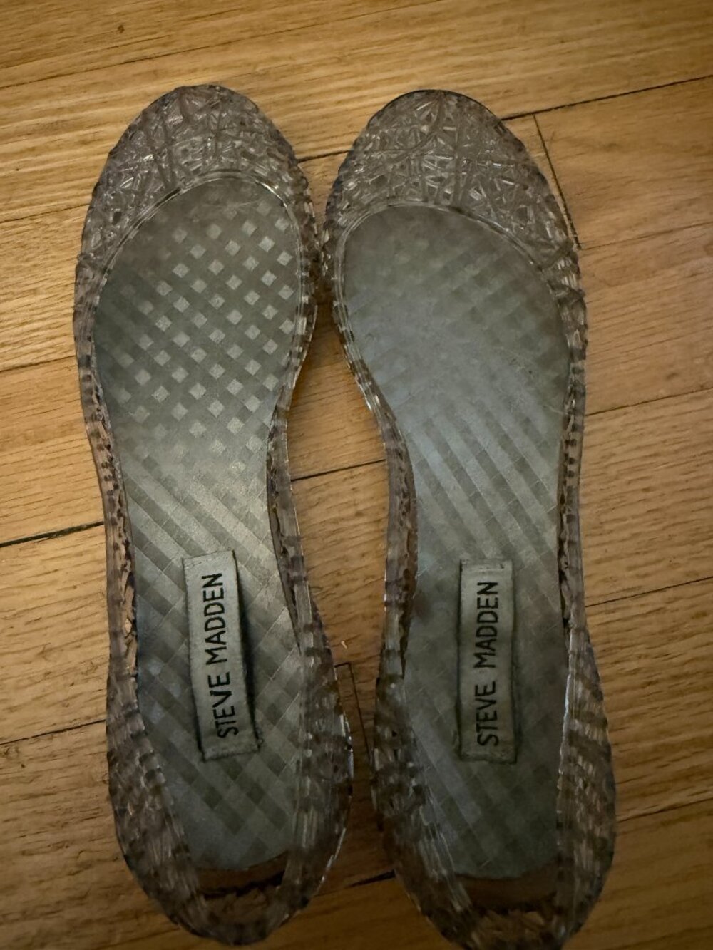 Steve Madden Clear Jelly Flats Silver Tone Geometric Ballet Flats Size 7